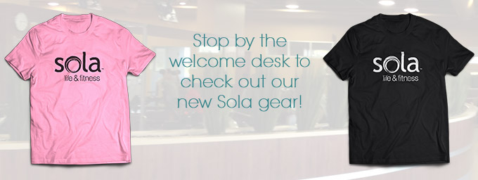 Check out our new Sola gear for sale at the welcome desk!